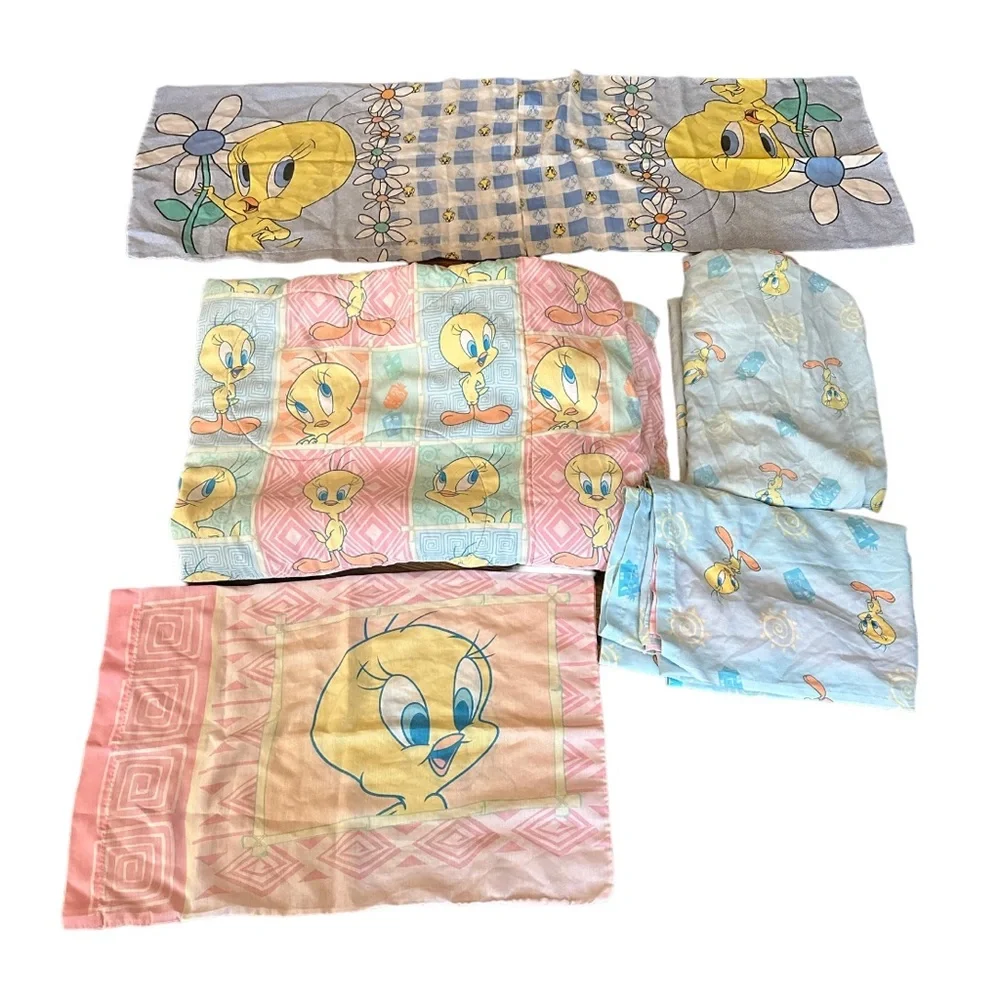 Vintage 2000 Looney Tunes Tweety Bird Twin Comforter And Sheet Set 3 Pillowcases